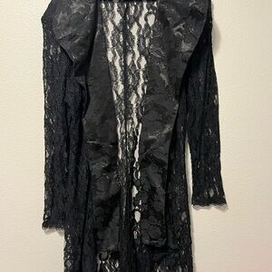 Dollar Brand Womens L Black Floral Lace Open Front Long Sleeves Cardigan Top (4)